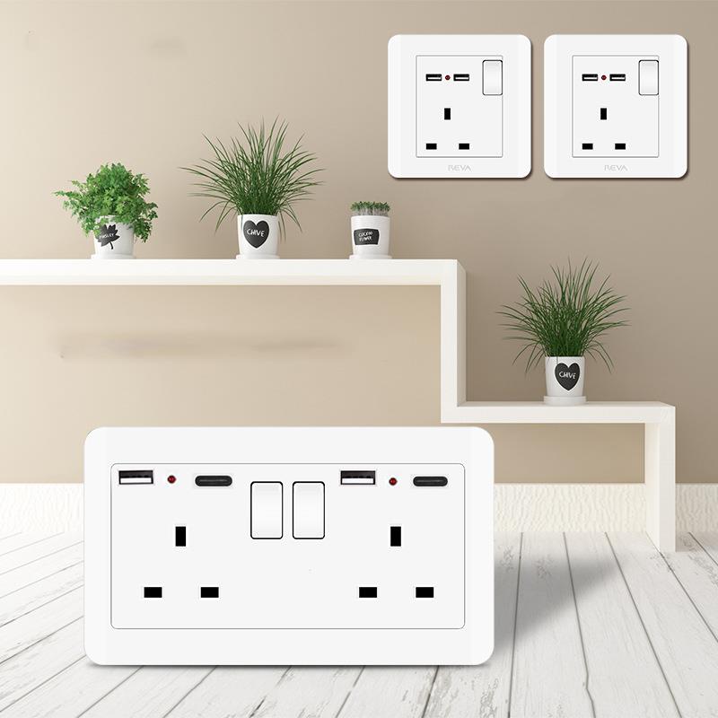 POWER SWITCH SOCKET WITH USB TYPE-C OUTLET